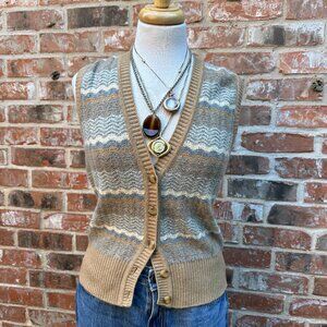 Vtg Jaeger Camelhair Wool Cashmere Button up Sweater Vest Sz XS
